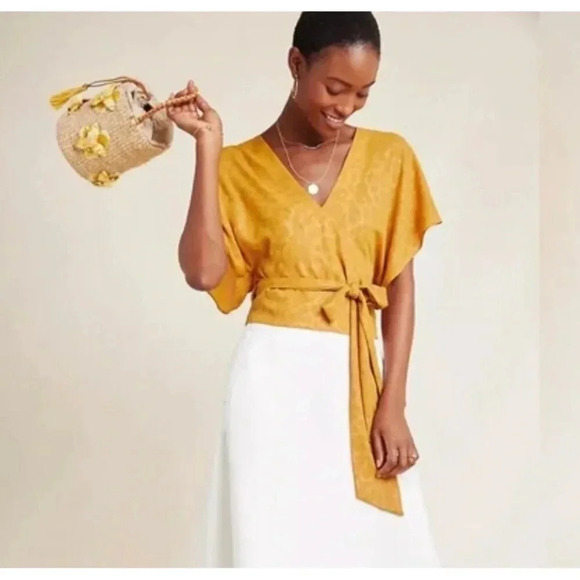 Anthropologie CURRENT AIR Mindy Dolman Kimono Sleeve Wrap Blouse Size XS NWOT - Picture 14 of 15